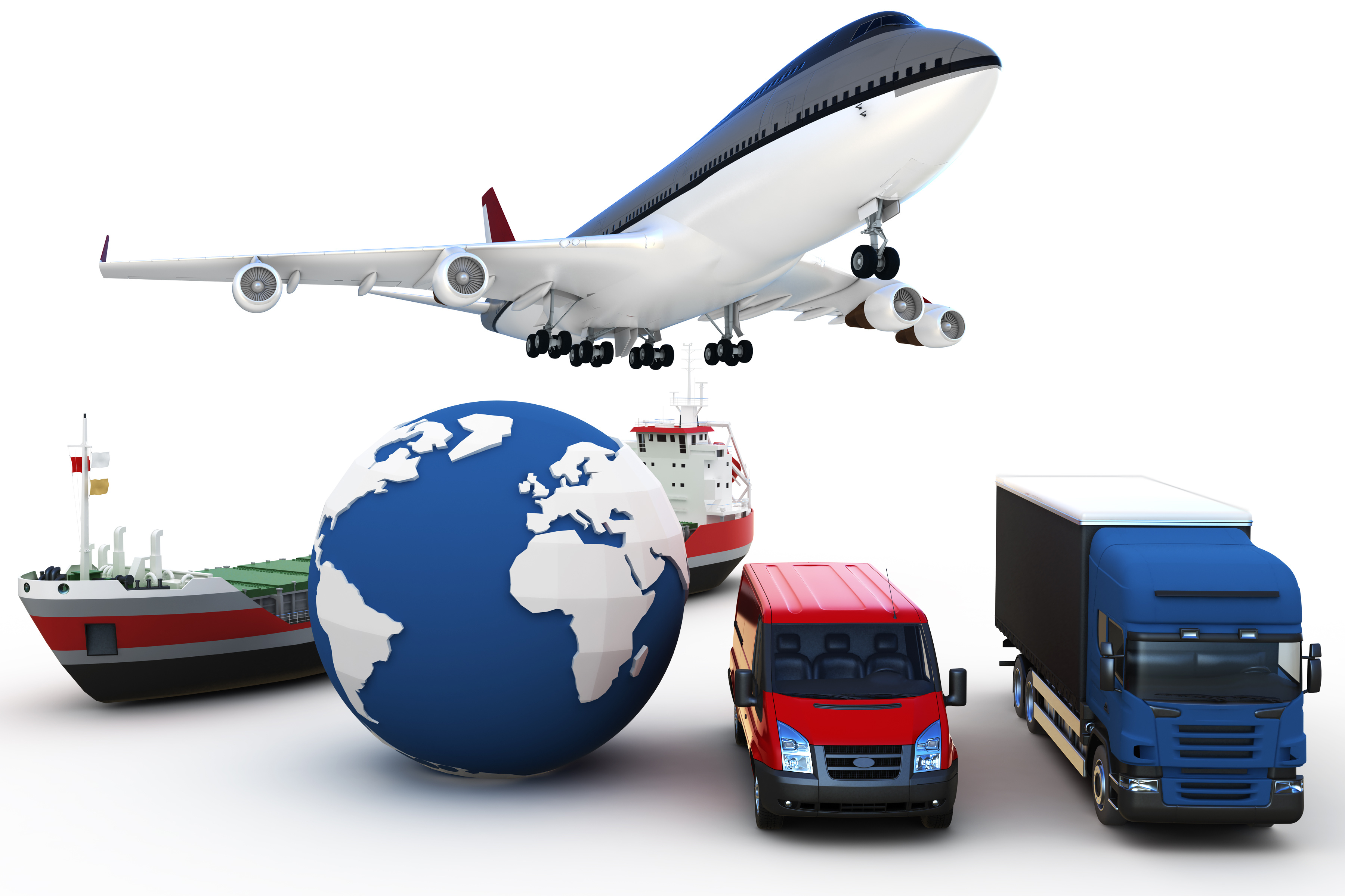 3d global cargo transport concept 3d global cargo transport concept isolated on white